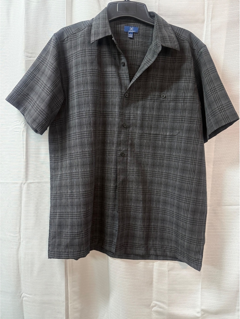 George Men's Large Short Sleeve Plaid Shirt